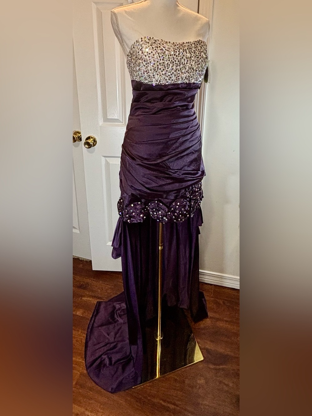Nox Anabel Strapless/Straps Beaded Plum Purple Prom/Pageant/Mardi GRAS JuniorsXL